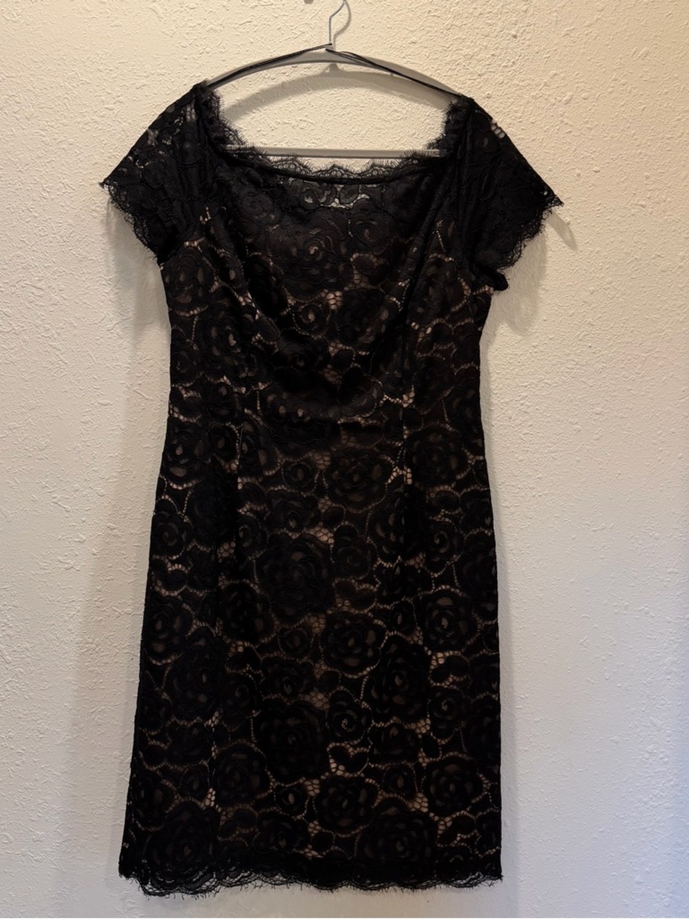 Adrianna Papell Black Floral Lace Dress Size 10